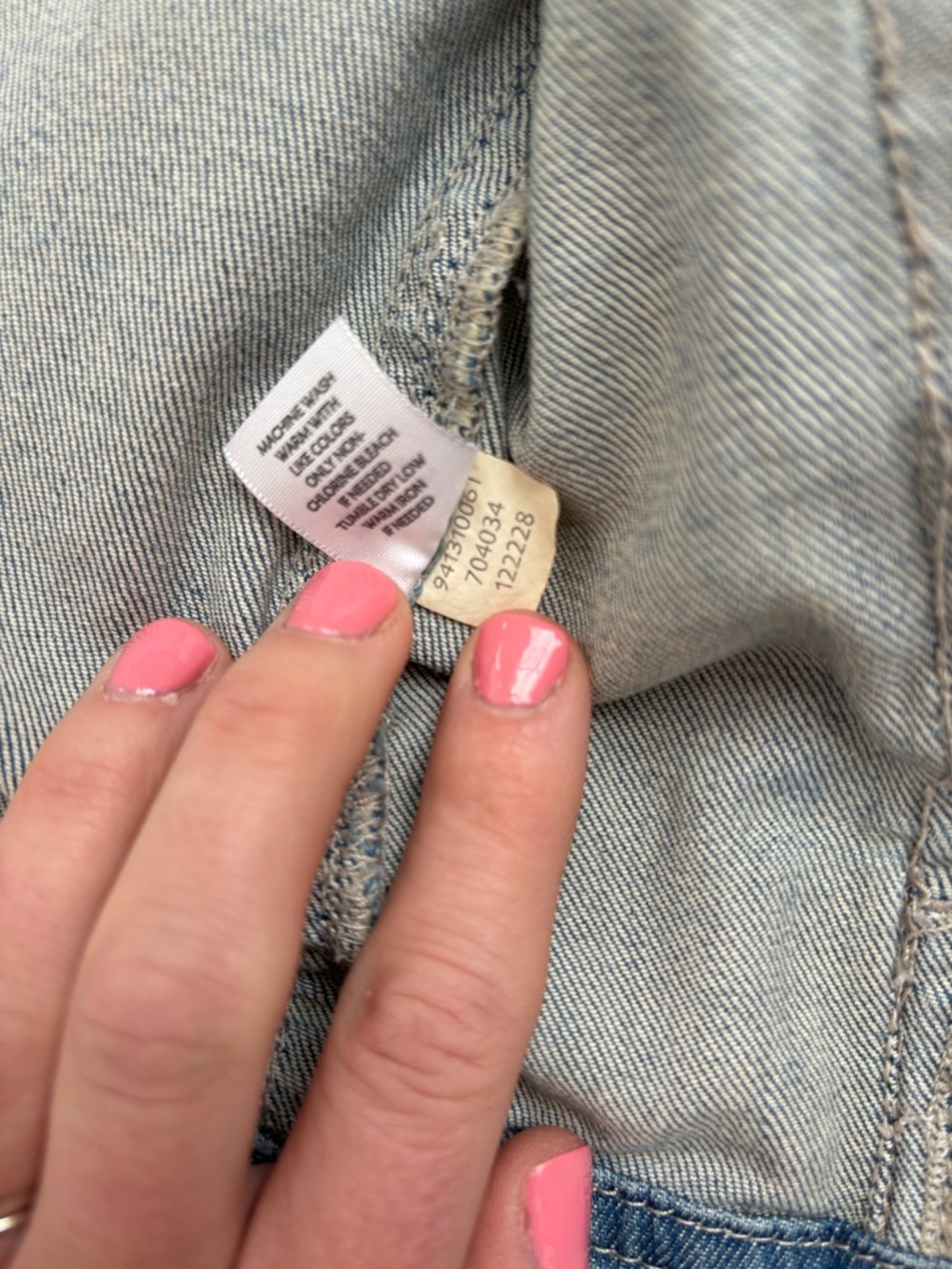 J. Jill Light Blue Denim Jacket with Multicolor Embroidered Yoke - Picture 10 of 13